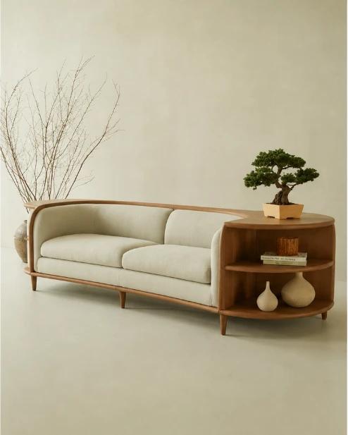 Contemporary Rounded Edge Wooden Media Console