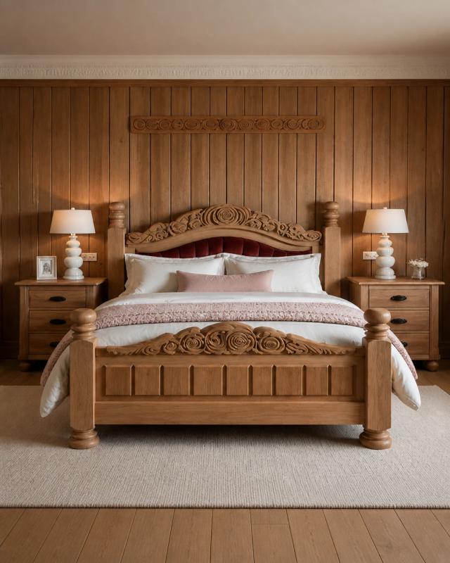 Classic Solid Wood Bed (Without Storage)